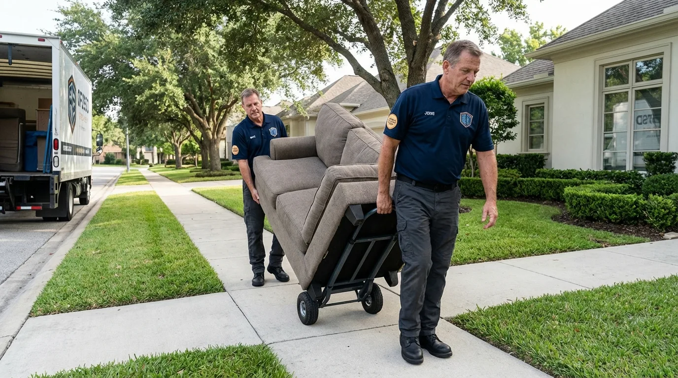 Local residential moving crew loading furniture in Elkhart, KS